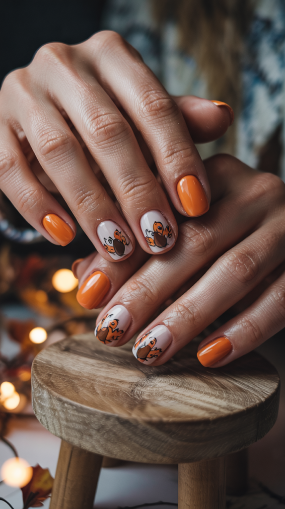 Thanksgiving nails turkey