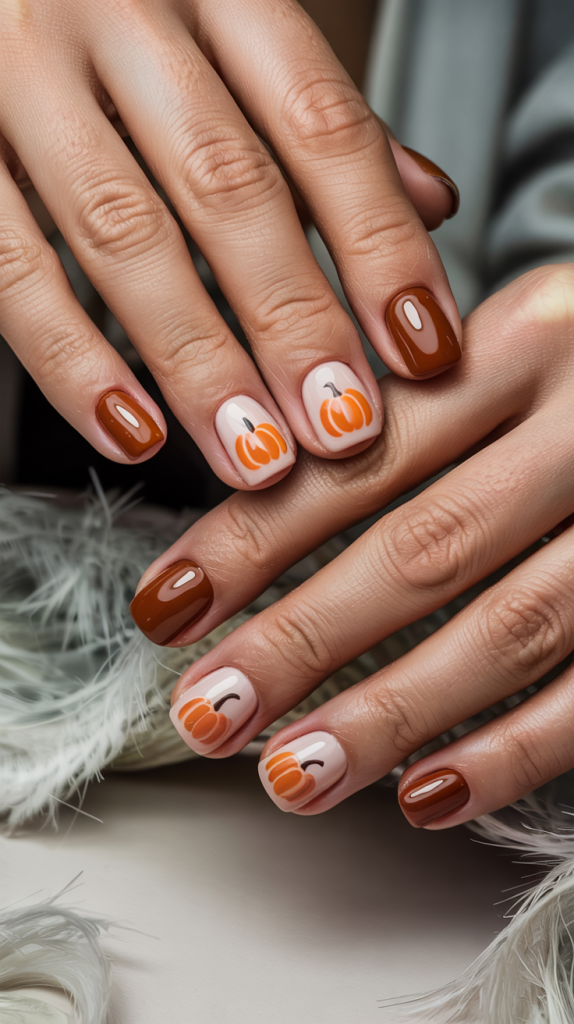 brown Thanksgiving nails 