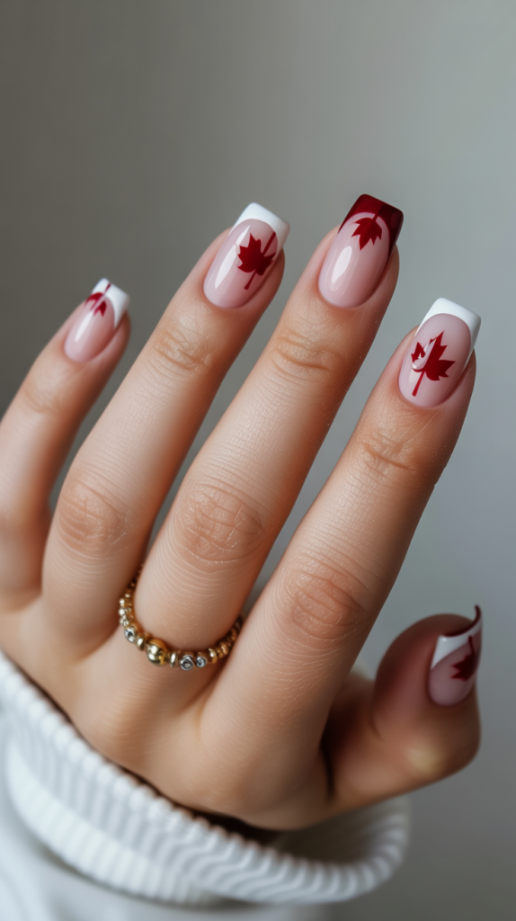 French tip Thanksgiving nails 2 