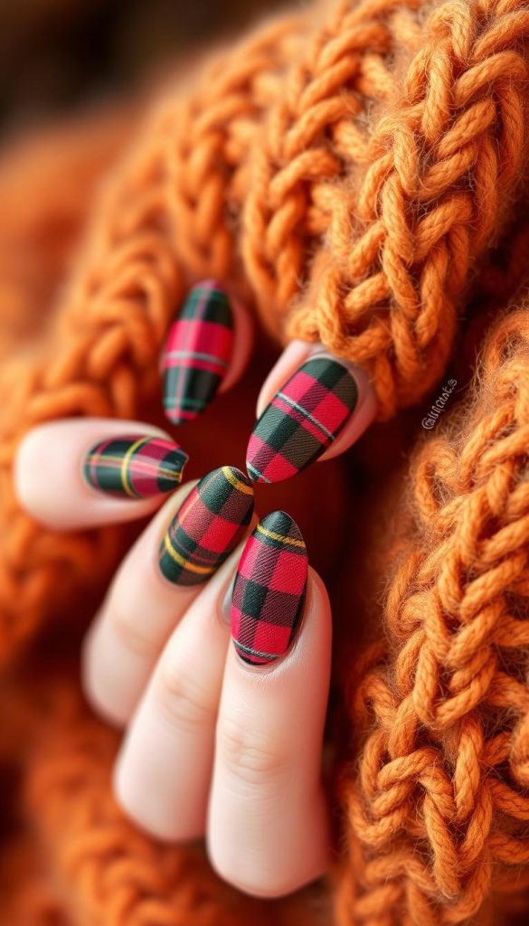 plaid nail designs