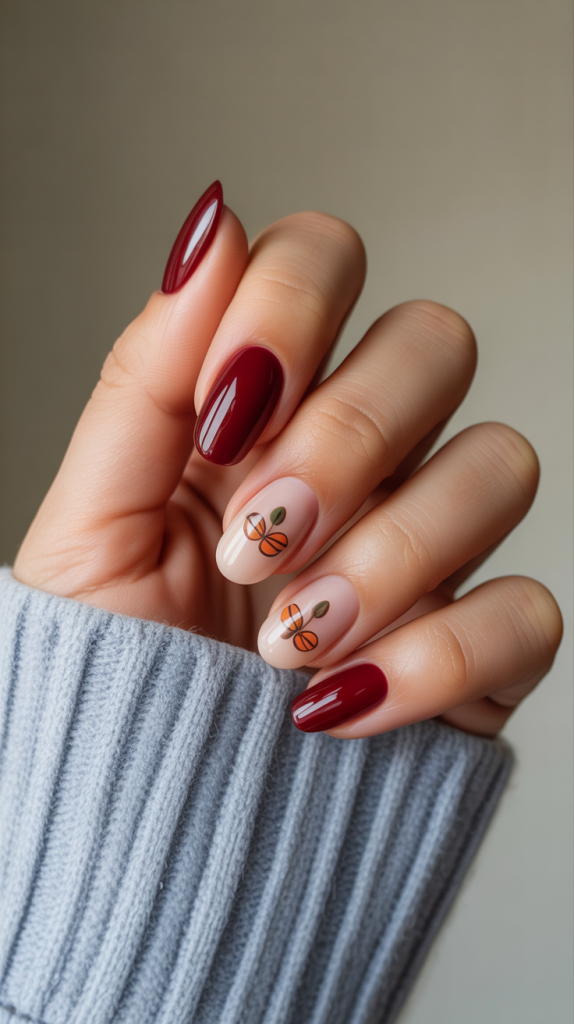 red Thanksgiving nails