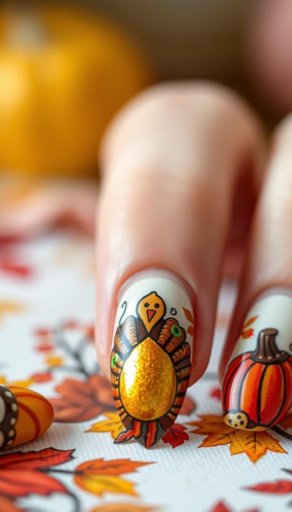 thanksgiving feast nail art