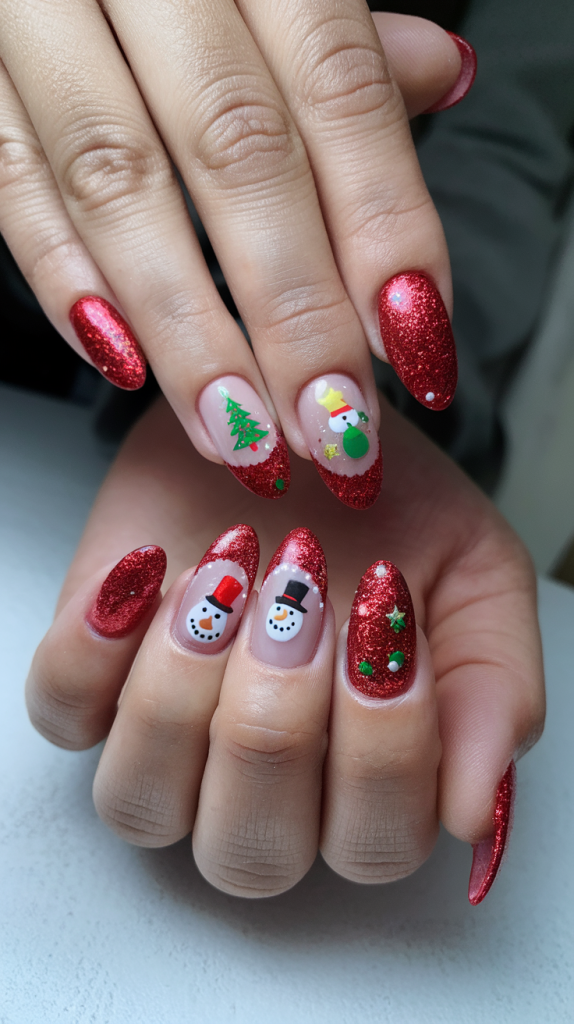 Almond nails christmas designs
