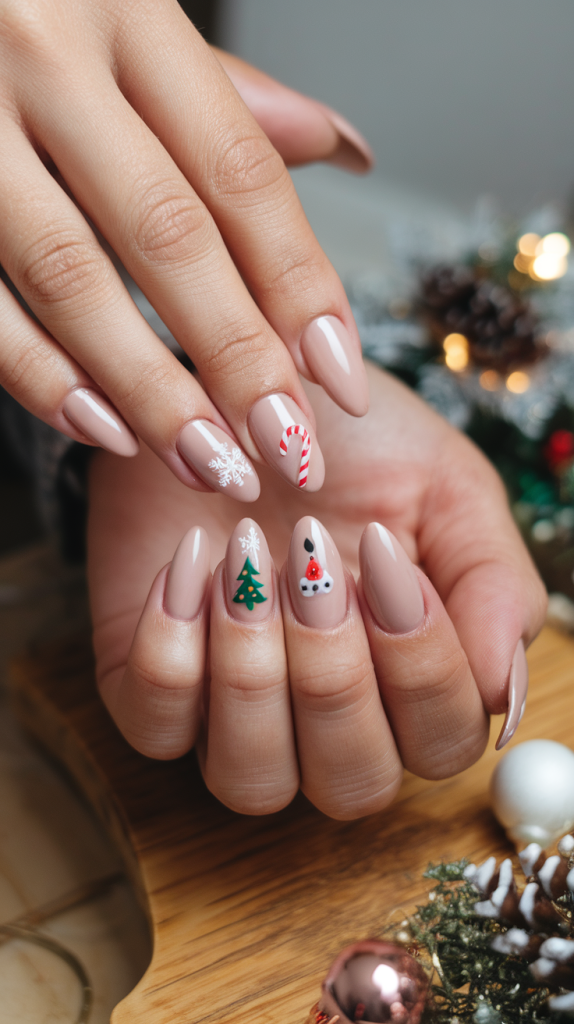 Almond shape christmas nails