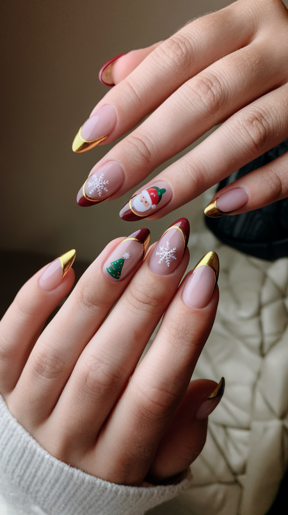 Almond shaped christmas nails