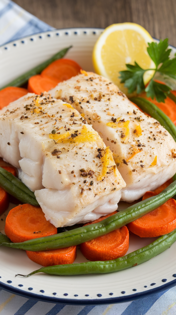 Baked Cod with Roasted Vegetables for Two