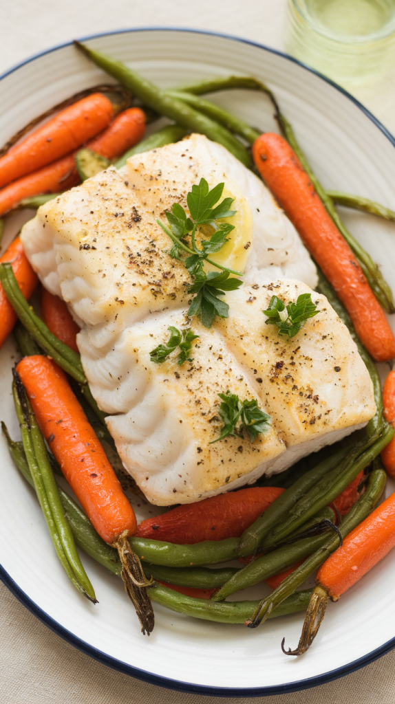Baked Cod with Roasted Veggies