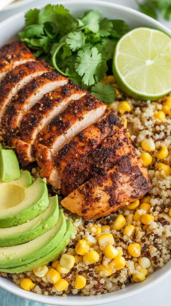 Blackened Chicken and Avocado Power Bowls