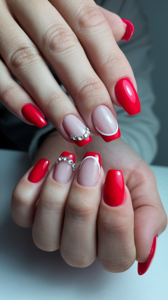 Blue Simple christmas nails short