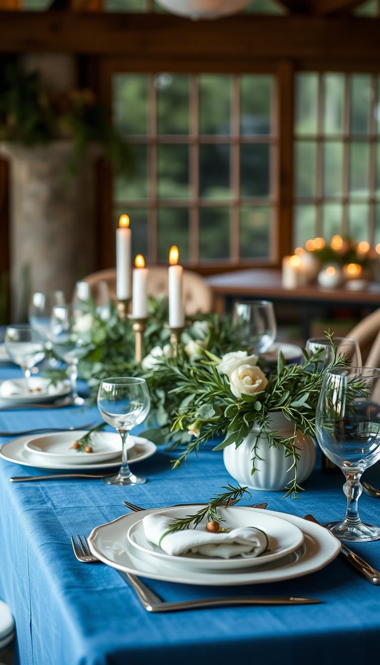 Blue Thanksgiving Table Decorations