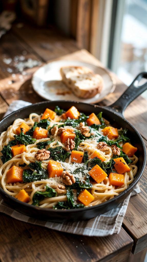 Butternut Squash and Kale Pasta Skillet