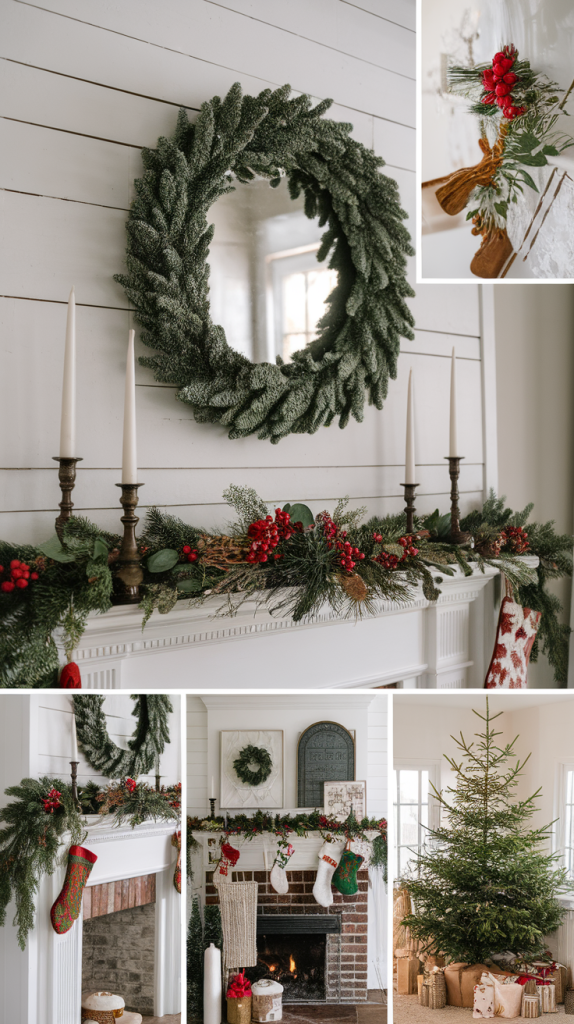 Rustic Farmhouse Christmas Mantle Christmas Fireplace Decor