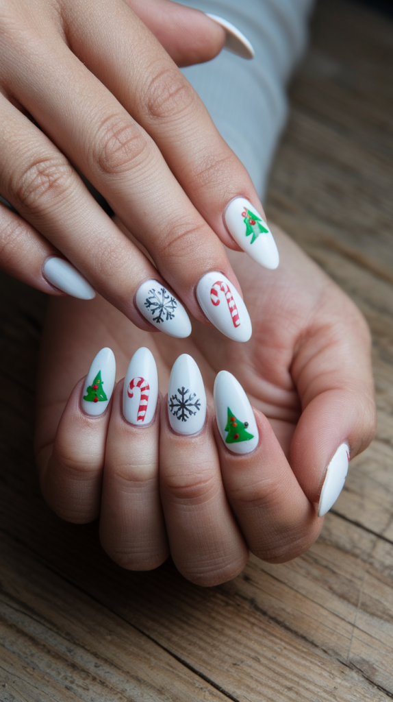 Christmas acrylic nails almond