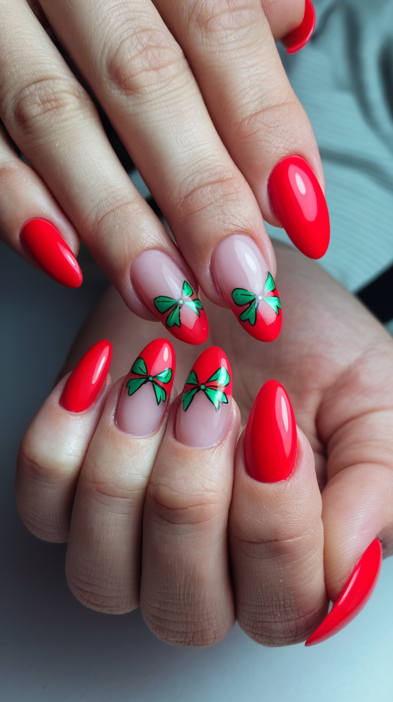Christmas almond nails