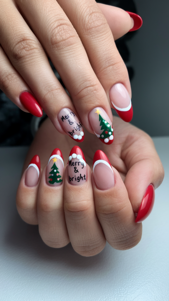 Christmas almond nails holidays