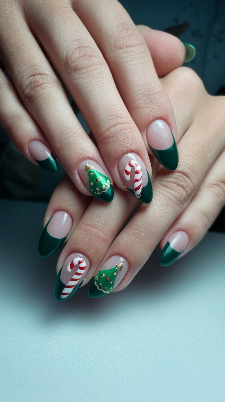 Christmas nails short almond