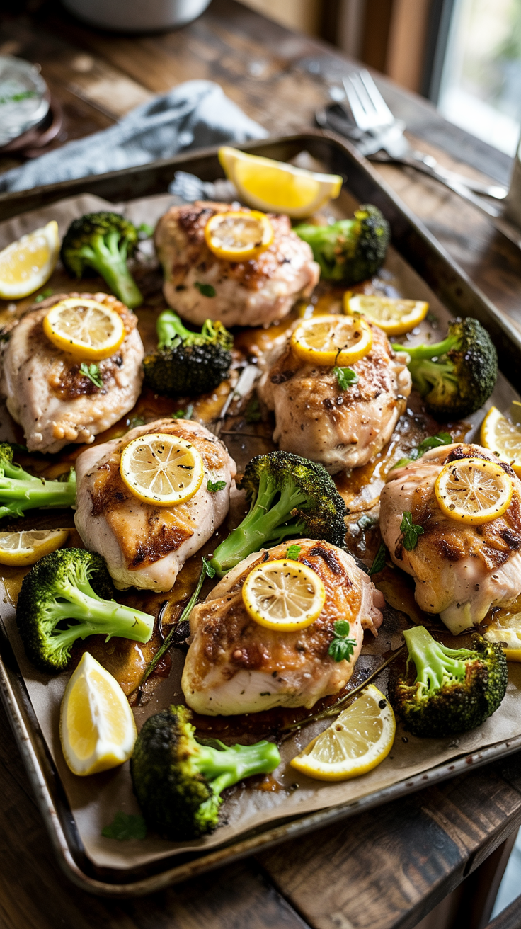 Citrus Garlic Chicken with Roasted Broccoli Sheet Pan Recipe