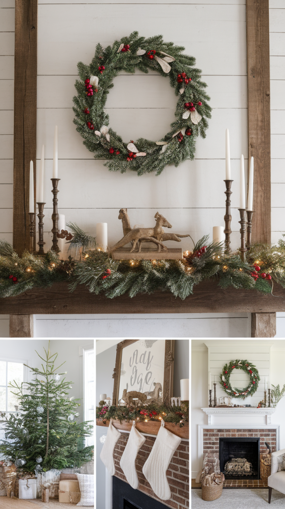 Rustic Farmhouse Christmas Mantle Country Christmas Mantle Ideas