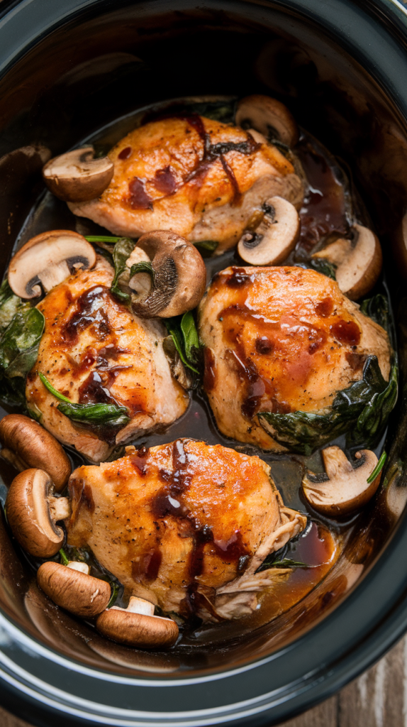 Crockpot Balsamic Chicken with Mushrooms Recipe