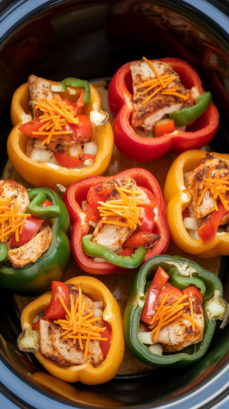 Crockpot Chicken Fajita Stuffed Peppers Recipe