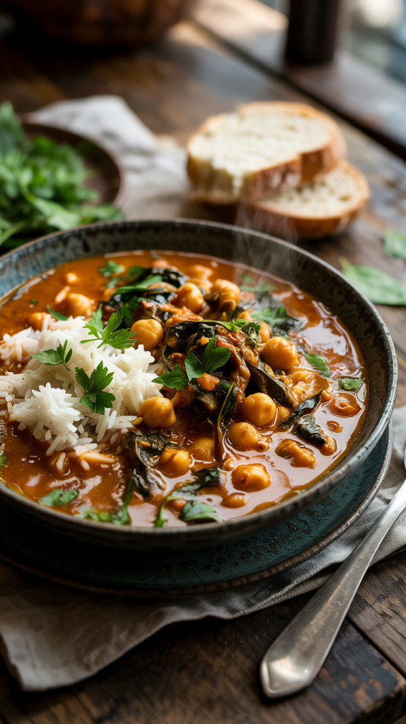 Dairy-Free Creamy Chickpea Curry with Spinach