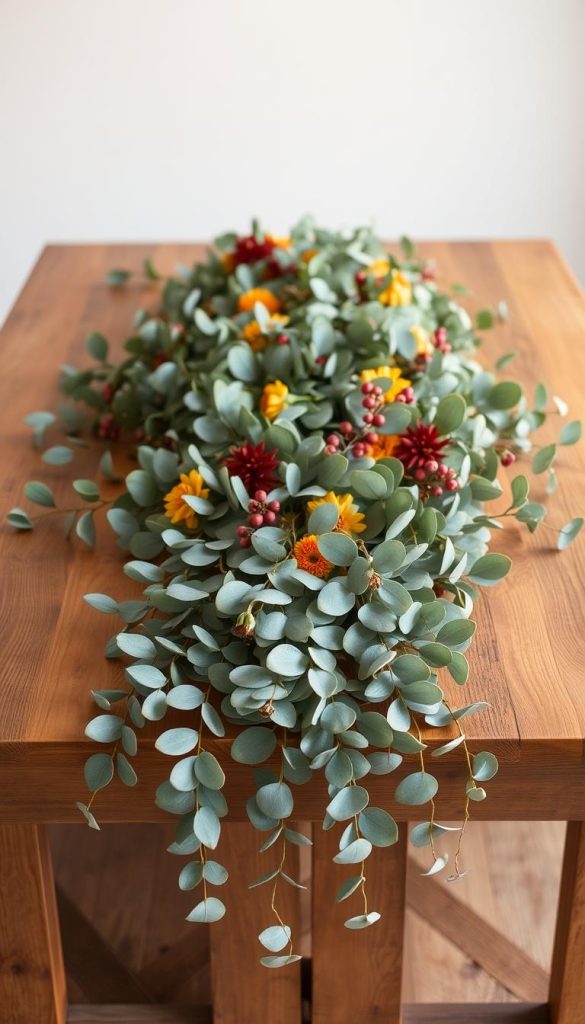 Eucalyptus Table Garland Thanksgiving Centerpiece Eucalyptus Table Garland Thanksgiving Centerpiece