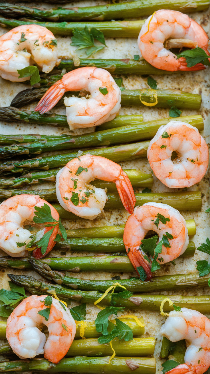 Fast, flavorful shrimp paired with roasted asparagus and fresh herbs