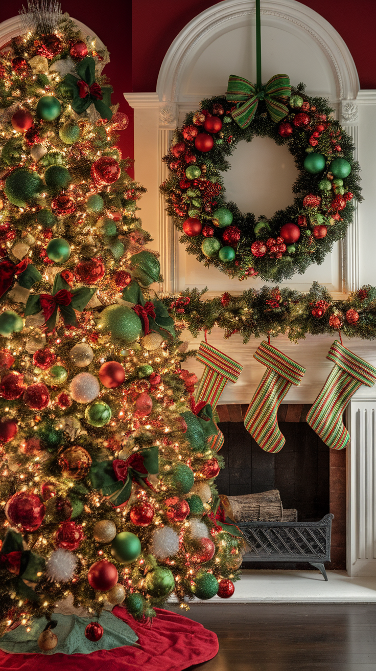 Green and red Christmas tree