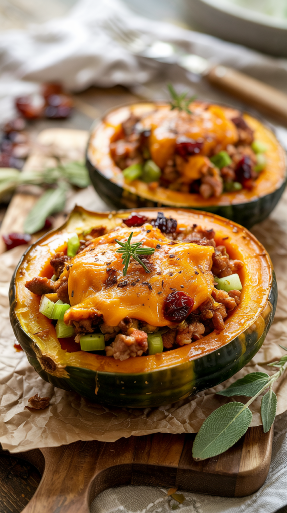 Ground Turkey & Veggie Stuffed Acorn Squash