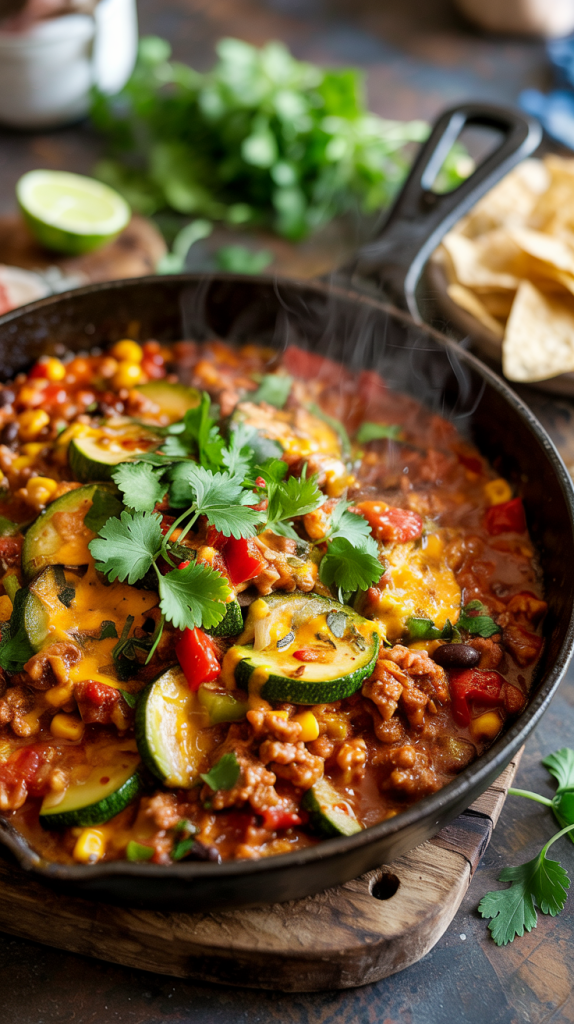 Ground Turkey Zucchini Burrito Skillet