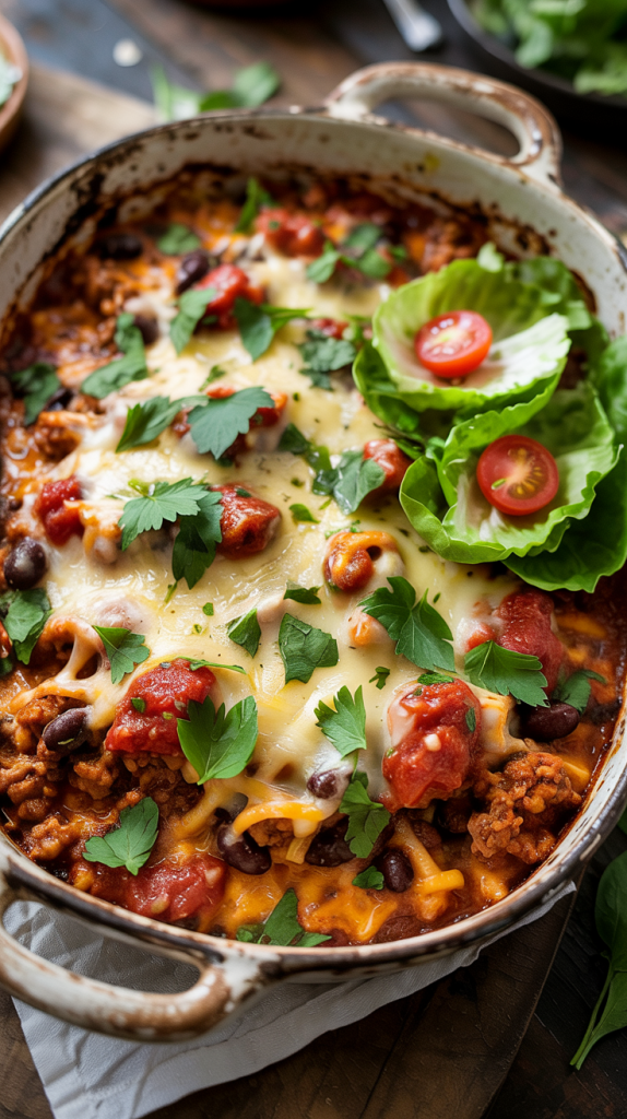 Ground Turkey and Brown Rice Taco Bake