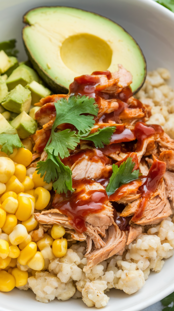 Healthy BBQ Chicken and Cauliflower Rice Bowls