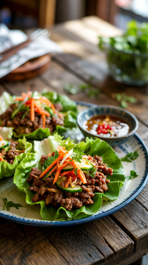 Healthy Ground Beef Recipes for Dinner Healthy Beef Lettuce Wraps with Crunchy Veggies