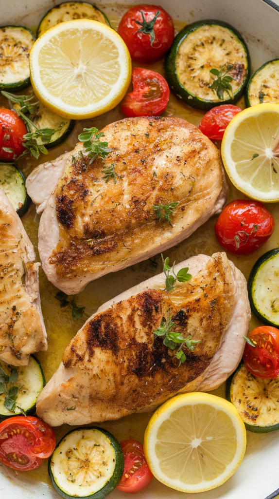 Easy Healthy Dinner Recipes for Two Lemon Herb Chicken & Veggie Skillet for Two