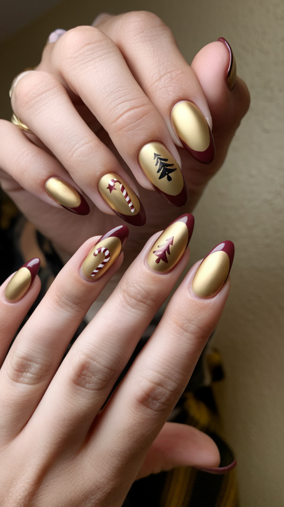 Long almond christmas nails