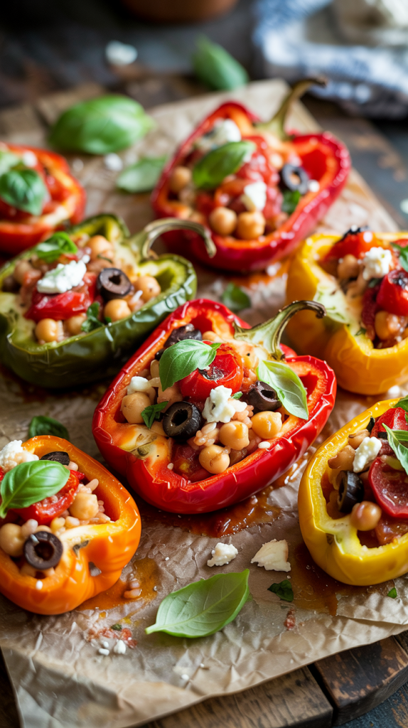 Mediterranean Chickpea Stuffed Bell Peppers Recipe
