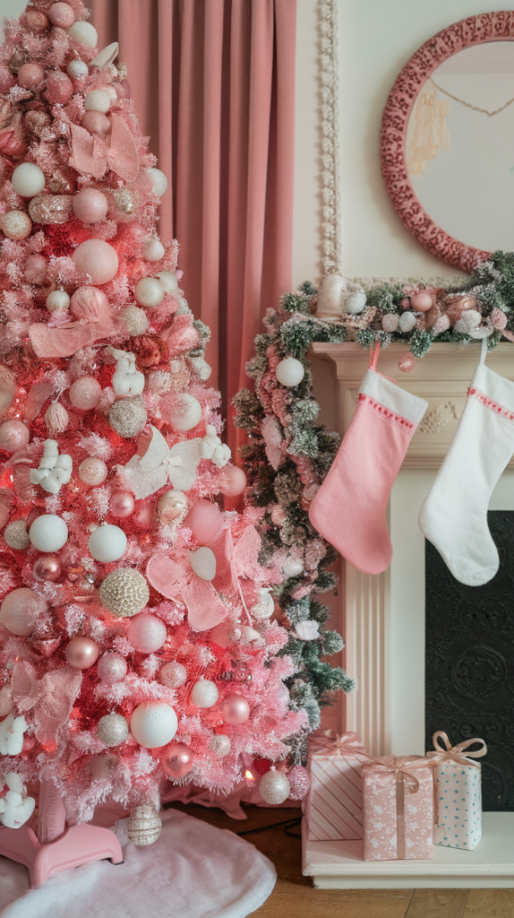 Pink christmas tree decorations