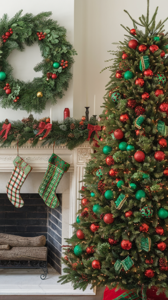 Christmas ideas 2025 trends Red and green christmas tree ideas