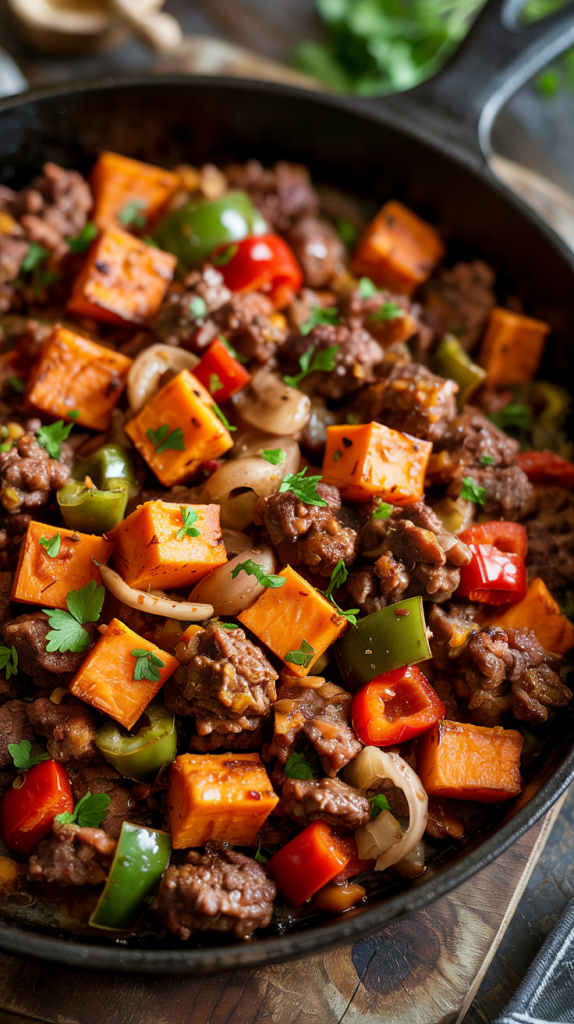 Healthy Ground Beef Recipes for Dinner Savory Ground Beef and Sweet Potato Hash