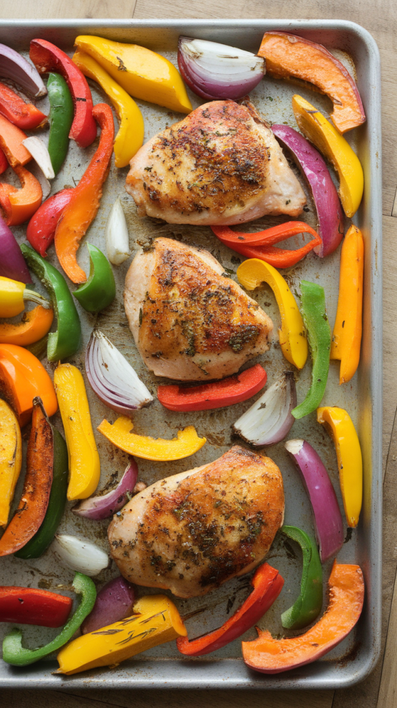 Healthy Dinner Recipes for Family Sheet Pan Citrus Herb Chicken with Rainbow Veggies