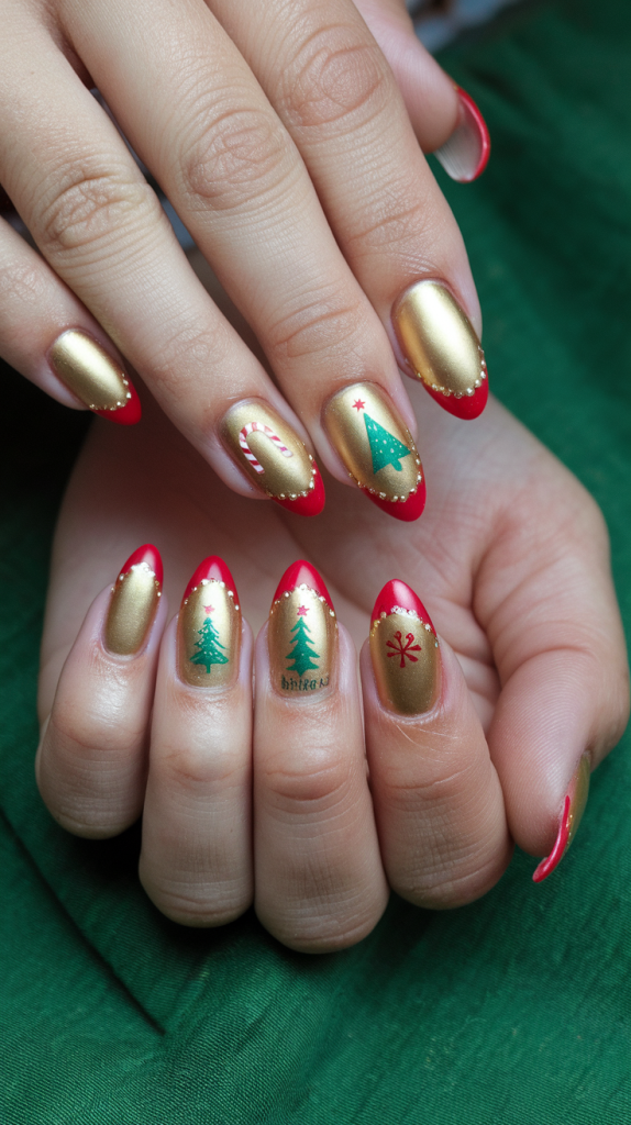 Short almond nails christmas