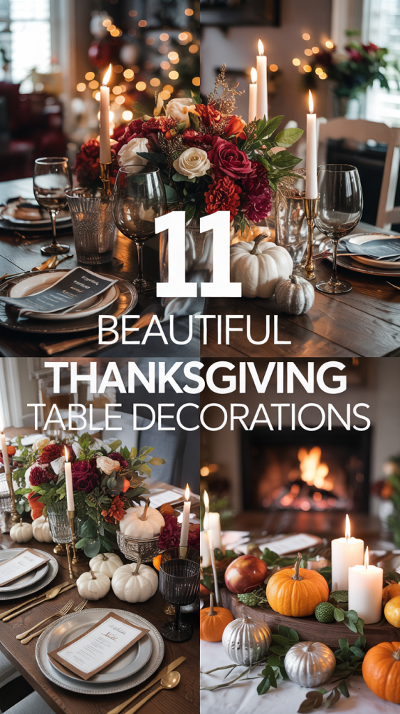 Silver Thanksgiving table decorations