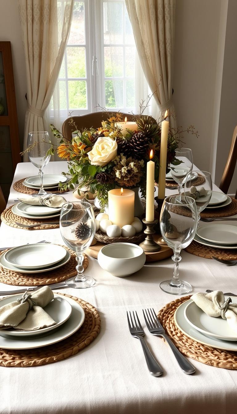 Simple Farmhouse Thanksgiving Decorations Table Setting