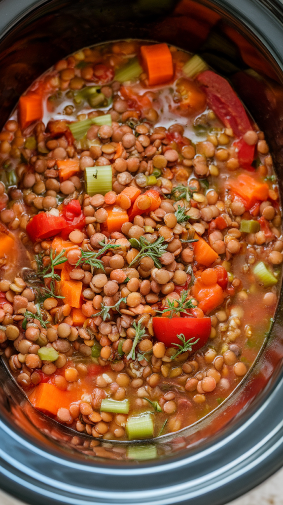 Slow Cooker Veggie-Packed Lentil Soup Recipe