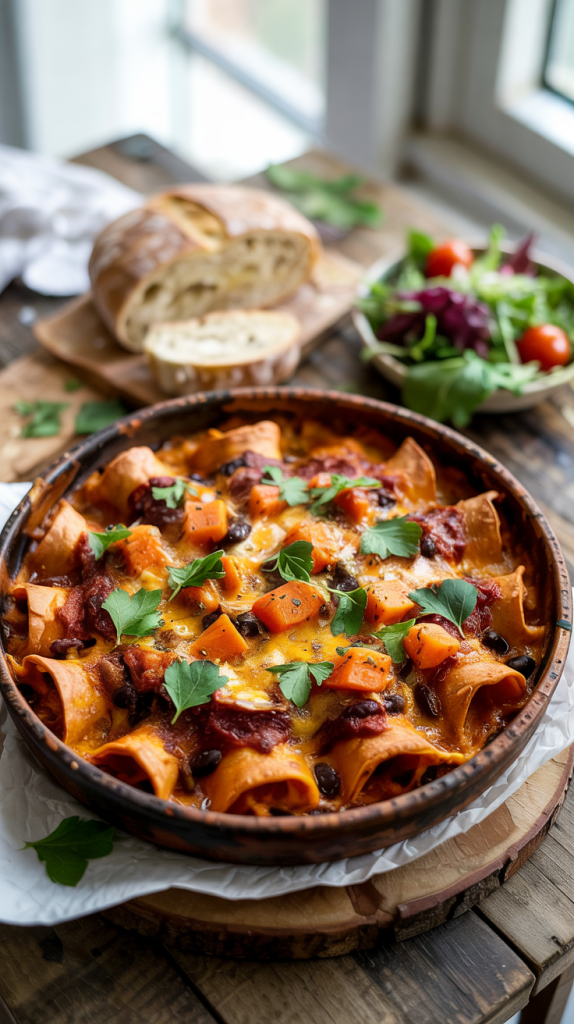 Sweet Potato and Black Bean Enchilada Bake