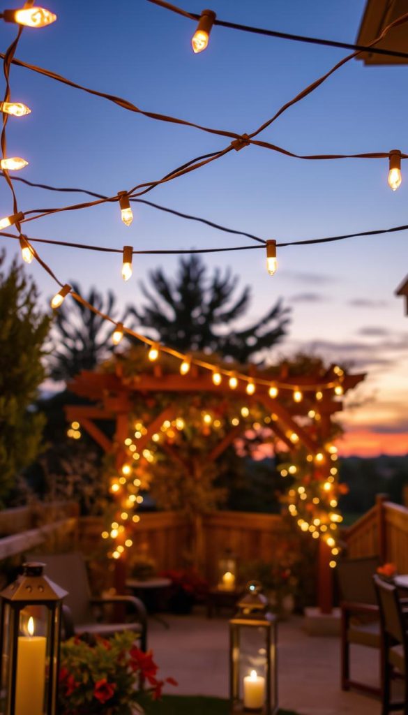Thanksgiving outdoor string lights and lanterns