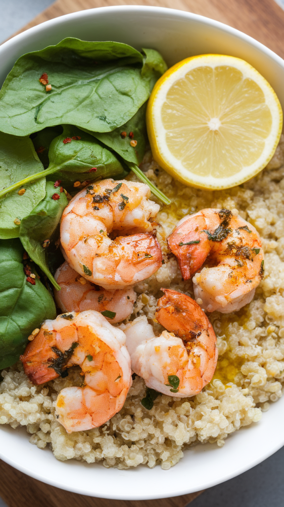 Easy Healthy Dinner Recipes for Two Lemon Garlic Shrimp Quinoa Bowls