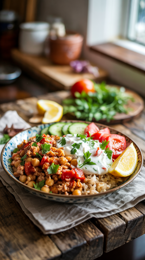 Healthy Ground Turkey Recipes for Dinner Turkish-Style Ground Turkey and Chickpea Bowls