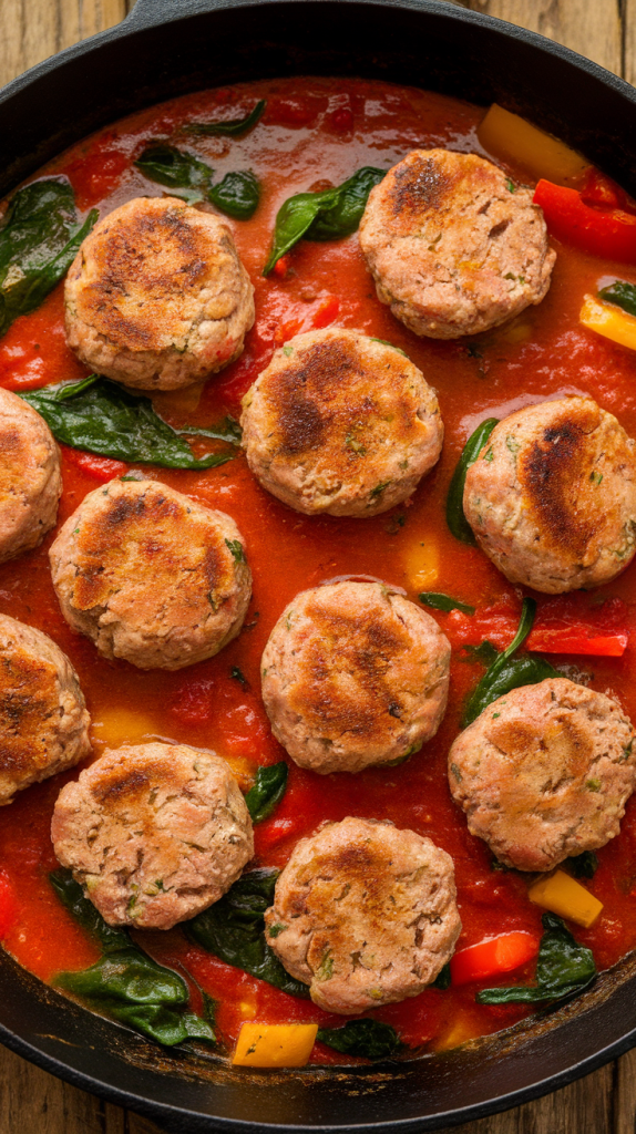 Easy Healthy Dinner Recipes for Two Veggie-Packed Turkey Meatball Skillet Recipe
