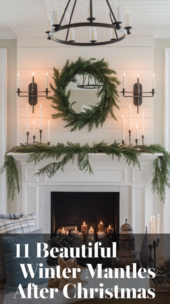 Winter mantle decor
